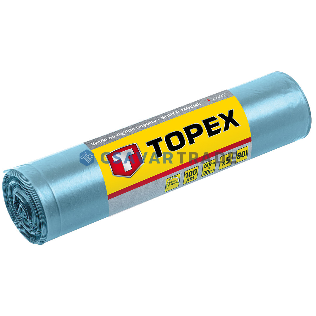 TOPEX - Szemeteszsák (1cs. = 5db), 100mic, 60x90cm (80l)