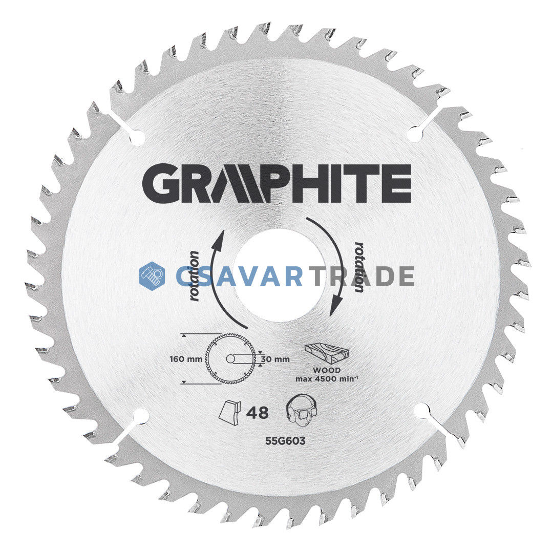 GRAPHITE - Körfűrészlap, 48 fogas, 160x30mm