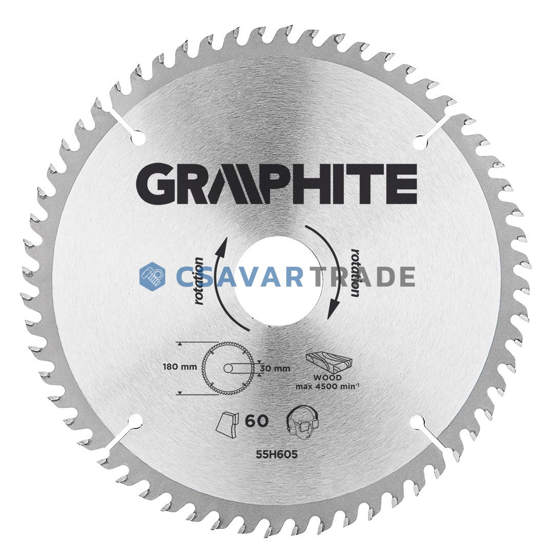 GRAPHITE - Körfűrészlap, 60 fogas, 180x30mm