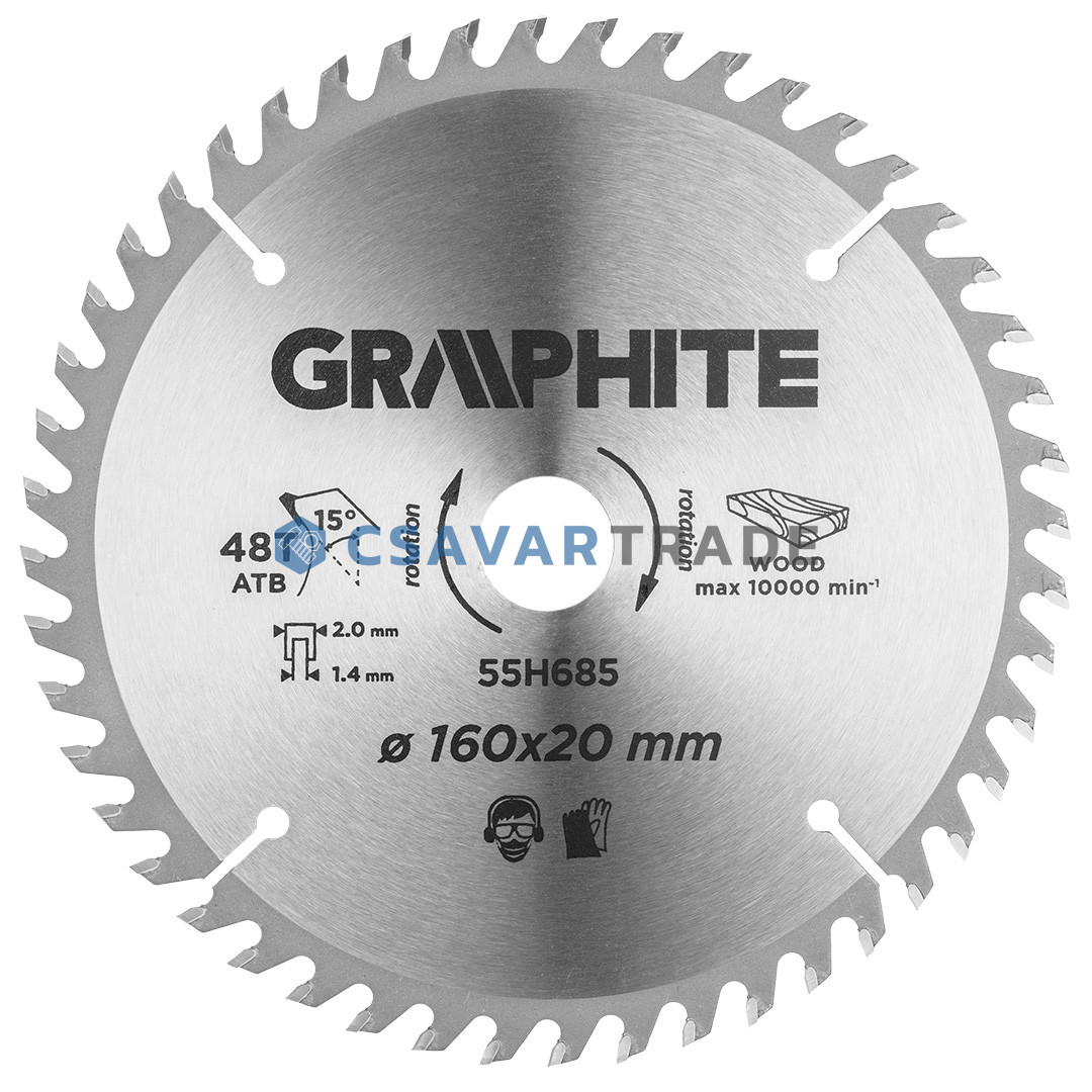 GRAPHITE - Merülőfűrészlap, 48 fogas, 160x20mm