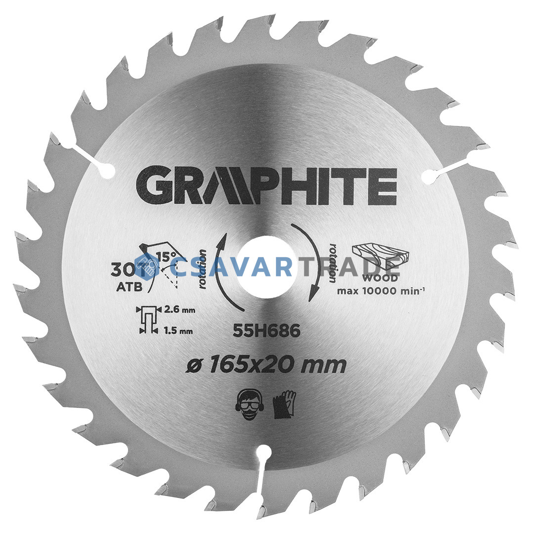 GRAPHITE - Merülőfűrészlap, 30 fogas, 165x20mm