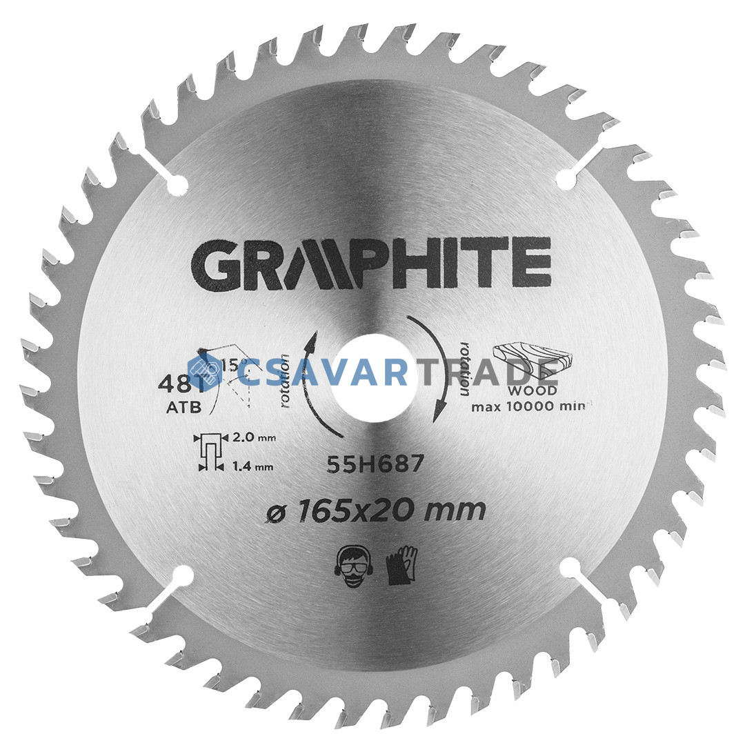 GRAPHITE - Merülőfűrészlap, 48 fogas, 165x20mm