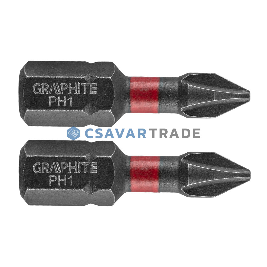 GRAPHITE - Torziós ütvecsavarozó bit (1cs. = 2db), PH1 x 25mm