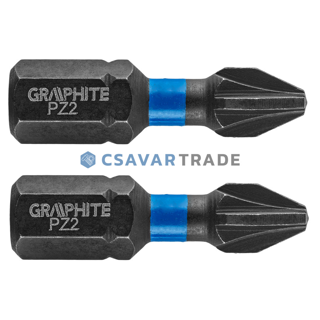 GRAPHITE - Torziós ütvecsavarozó bit (1cs. = 2db), PZ2 x 25mm