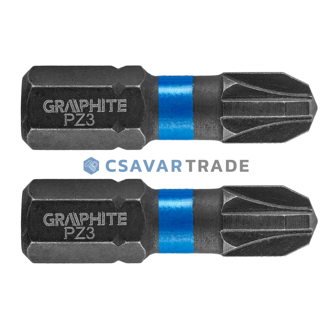 GRAPHITE - Torziós ütvecsavarozó bit (1cs. = 2db), PZ3 x 25mm