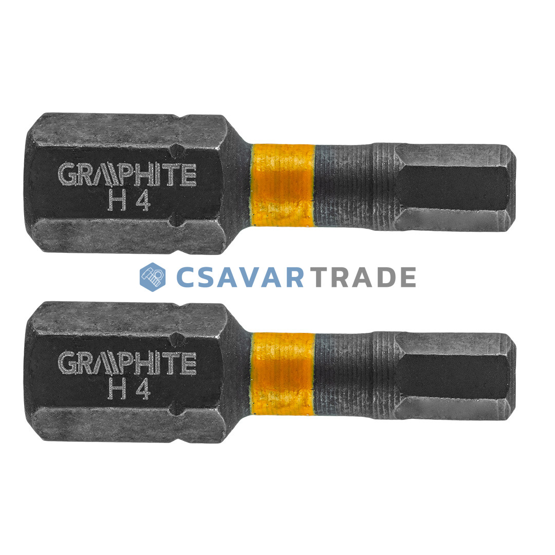 GRAPHITE - Torziós ütvecsavarozó bit (1cs. = 2db), SW4 x 25mm