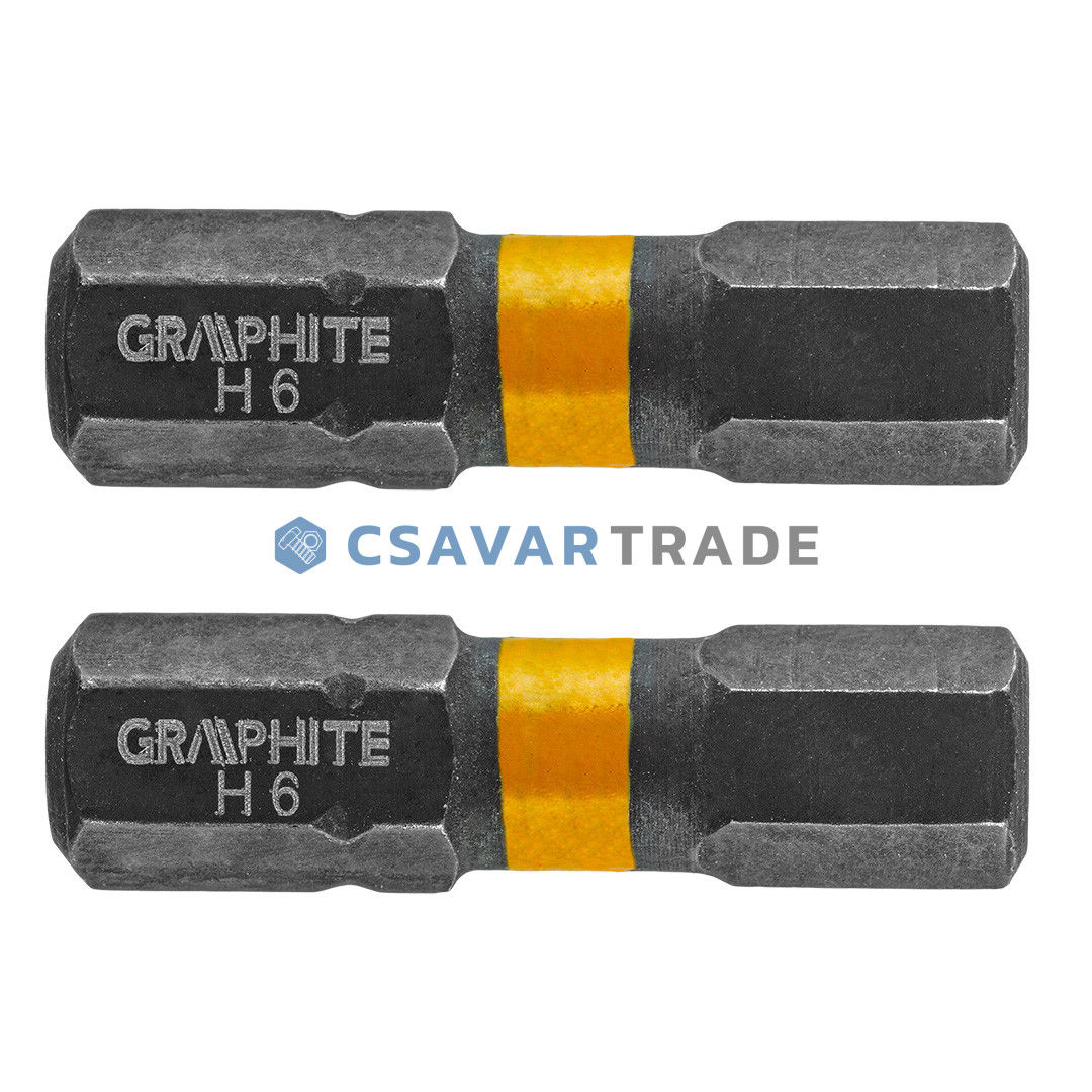 GRAPHITE - Torziós ütvecsavarozó bit (1cs. = 2db), SW6 x 25mm