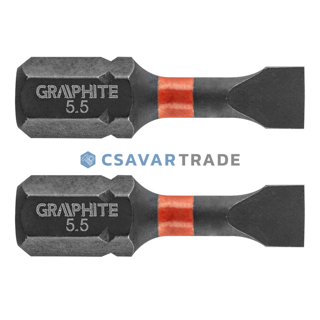 GRAPHITE - Torziós ütvecsavarozó bit (1cs. = 2db), SL5.5 x 25mm