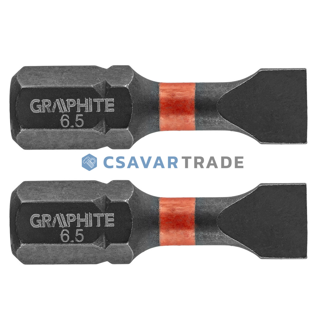 GRAPHITE - Torziós ütvecsavarozó bit (1cs. = 2db), SL6.5 x 25mm