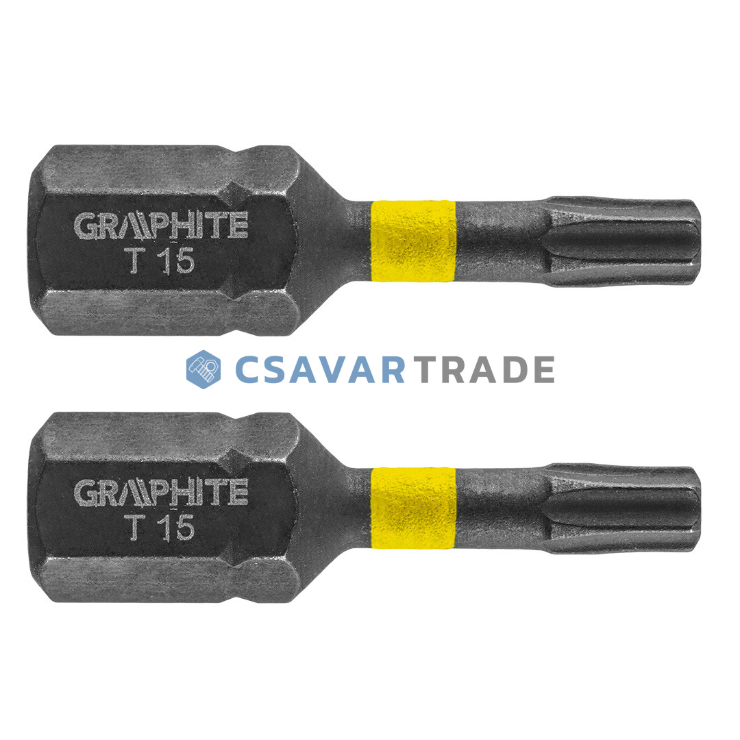 GRAPHITE - Torziós ütvecsavarozó bit (1cs. = 2db), Tx15 x 25mm