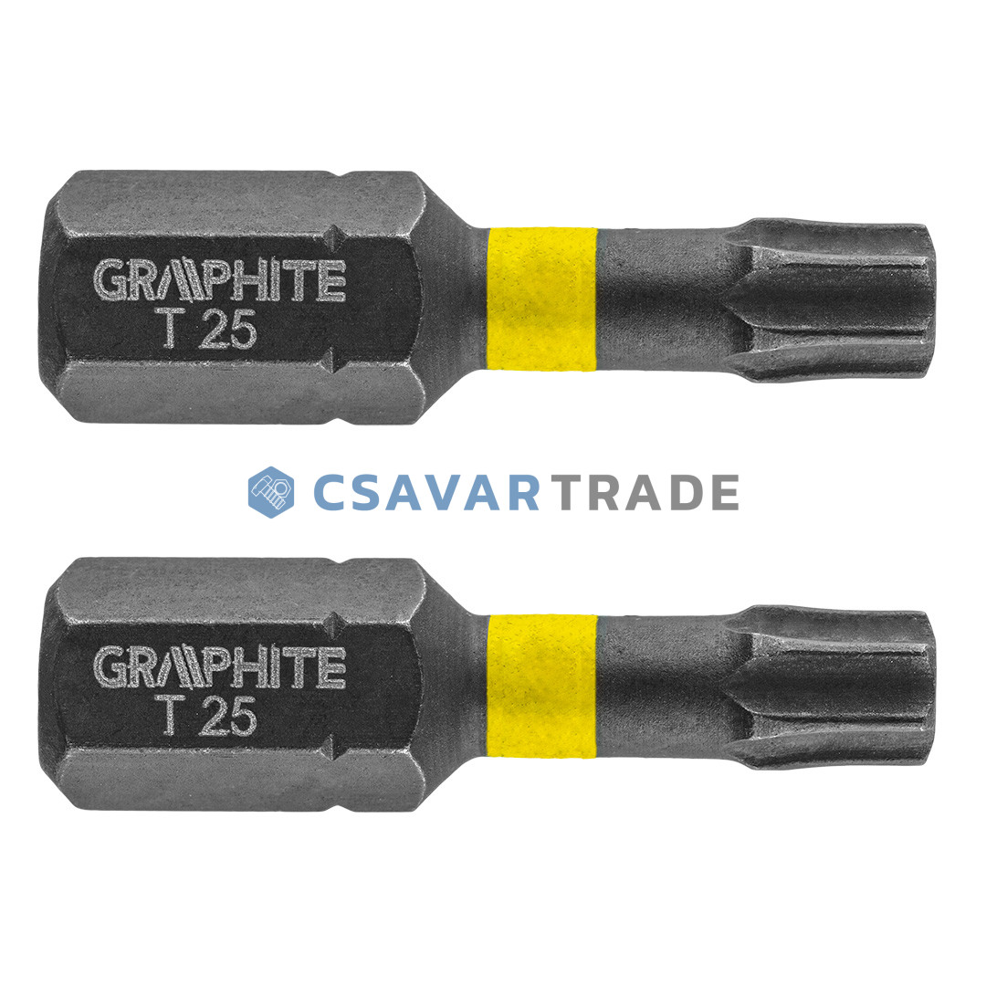 GRAPHITE - Torziós ütvecsavarozó bit (1cs. = 2db), Tx25 x 25mm