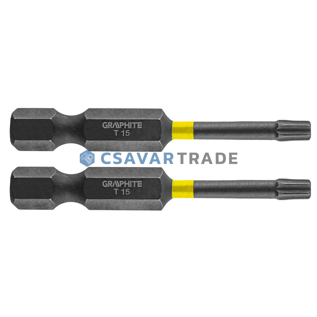 GRAPHITE - Torziós ütvecsavarozó bit (1cs. = 2db), Tx15 x 50mm