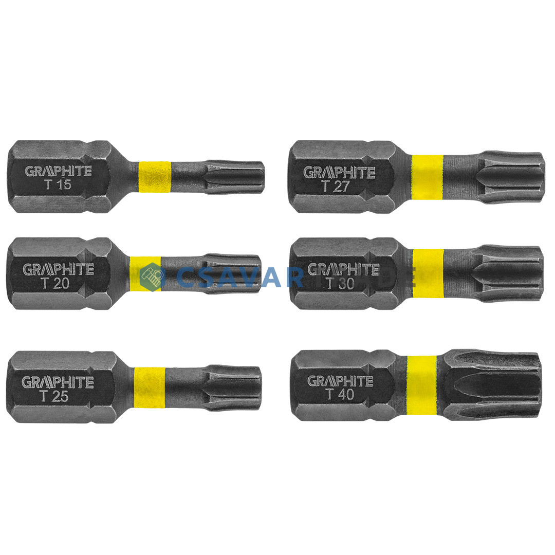 GRAPHITE - Torziós ütvecsavarozó bit készlet, Tx, 6 részes