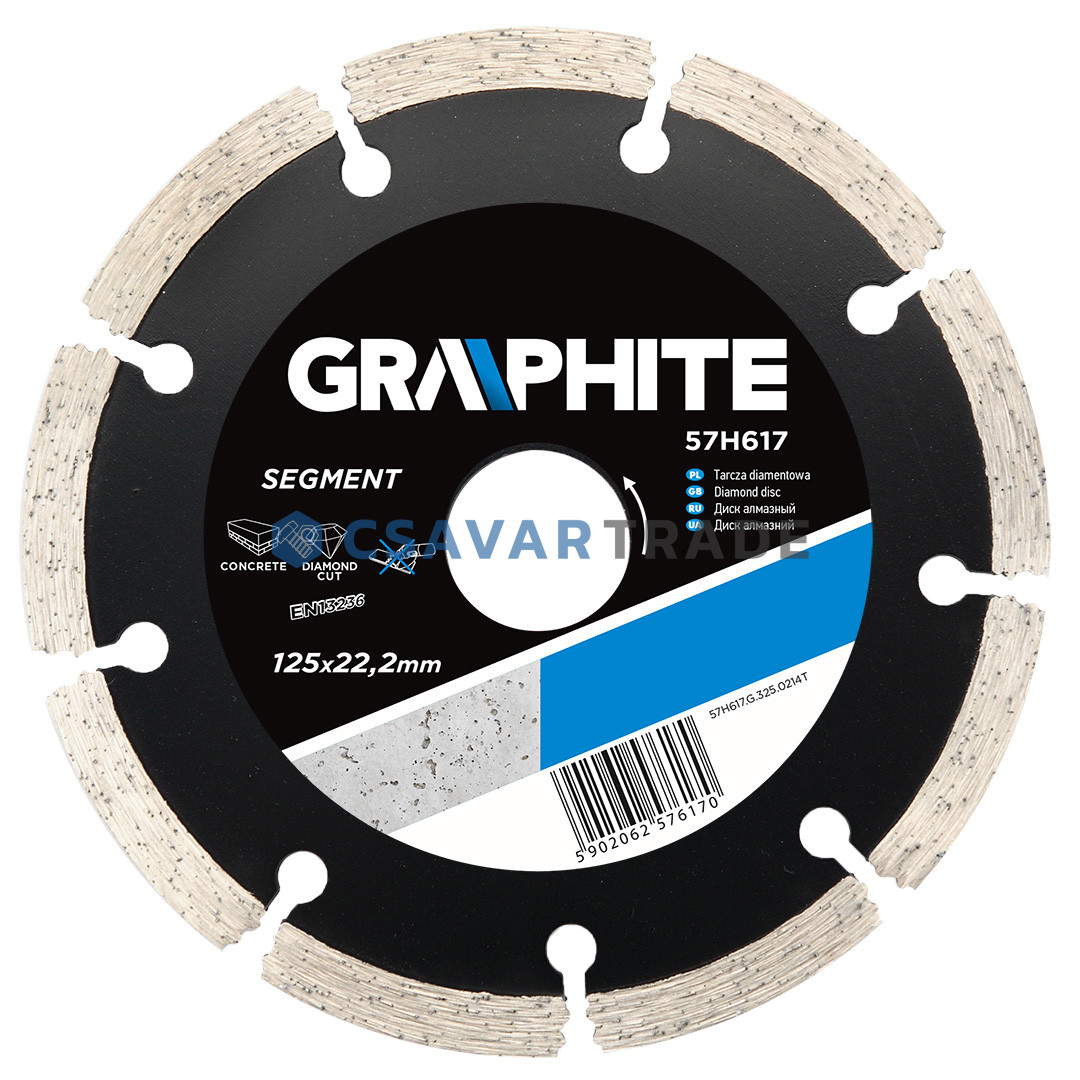 GRAPHITE - Gyémánt vágókorong, szegmenses, 125mm