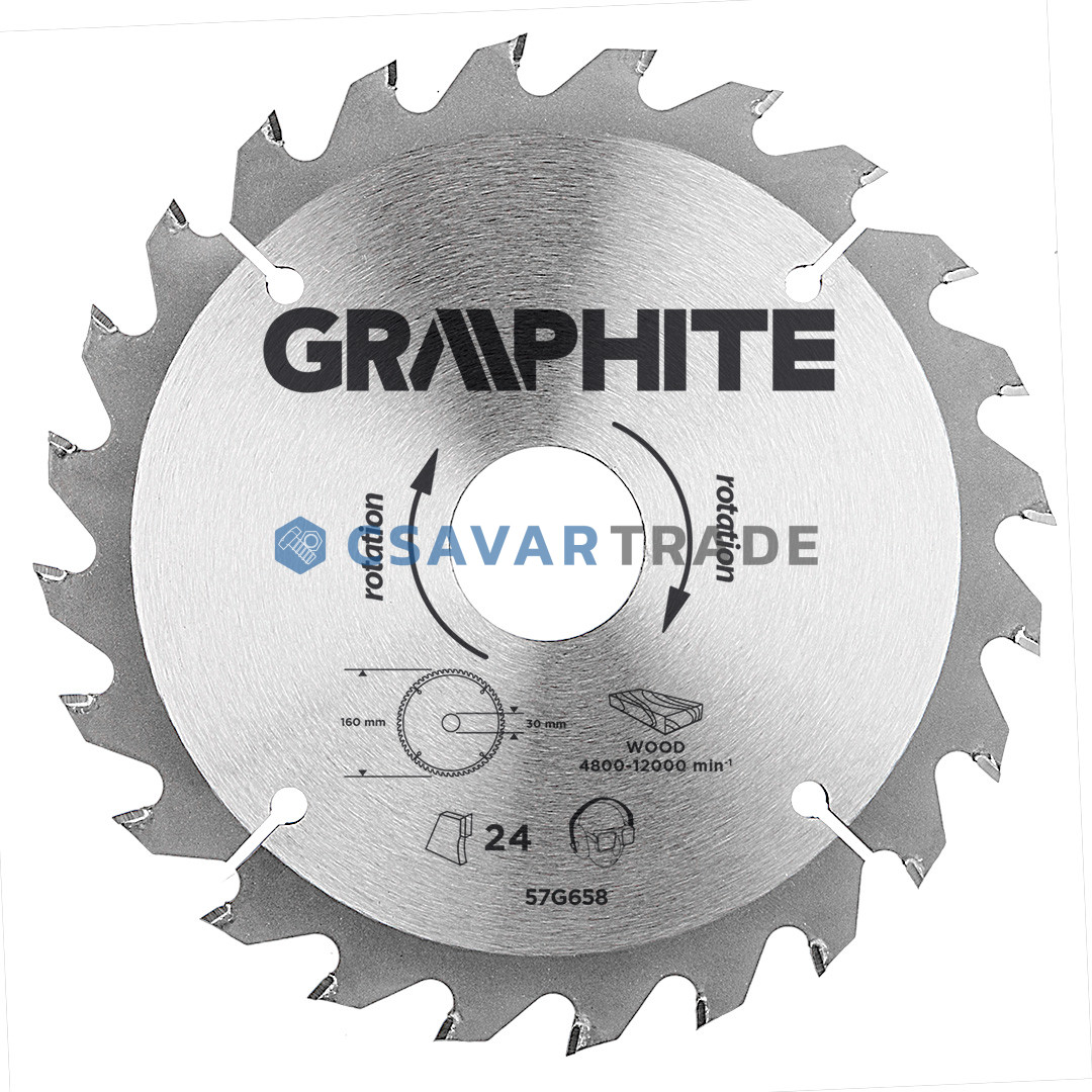 GRAPHITE - Körfűrészlap, 24 fogas, 160x30mm