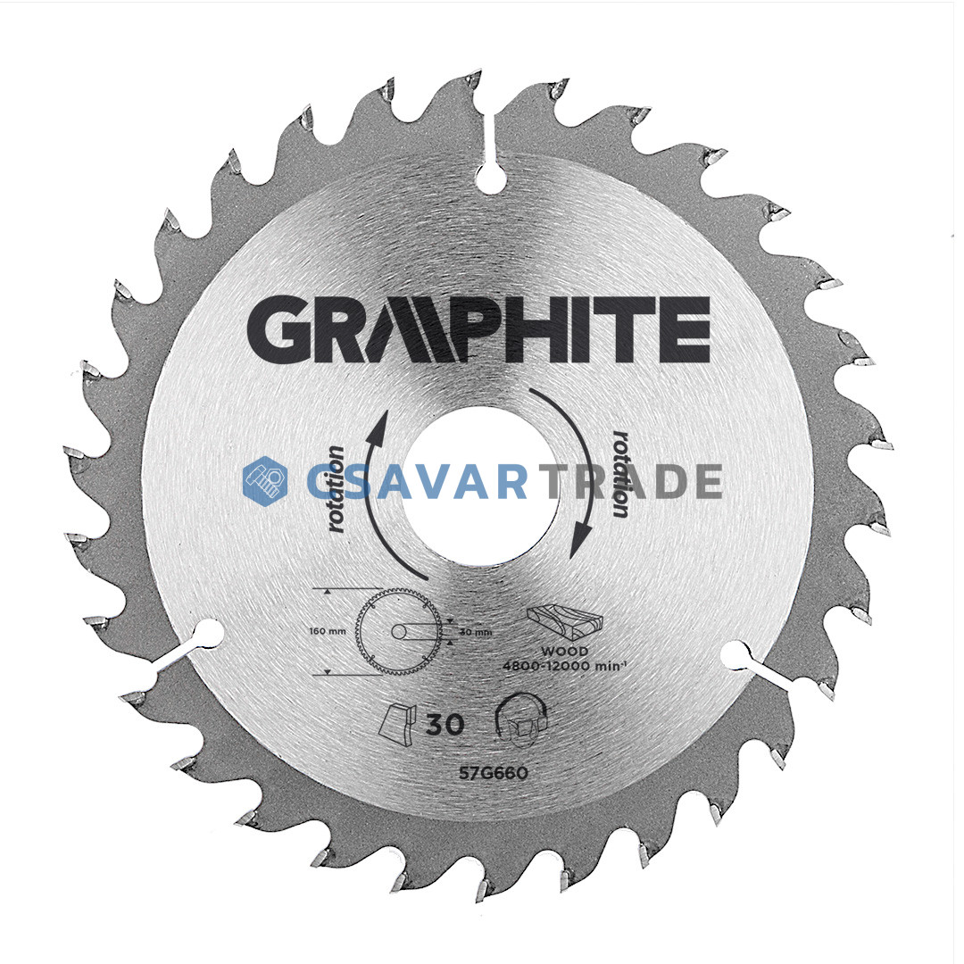 GRAPHITE - Körfűrészlap, 30 fogas, 160x30mm