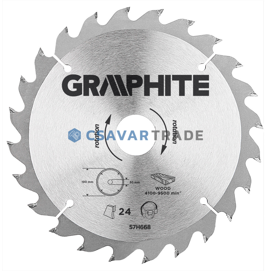 GRAPHITE - Körfűrészlap, 24 fogas, 190x30mm