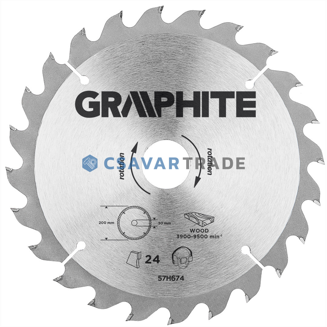 GRAPHITE - Körfűrészlap, 24 fogas, 200x30mm