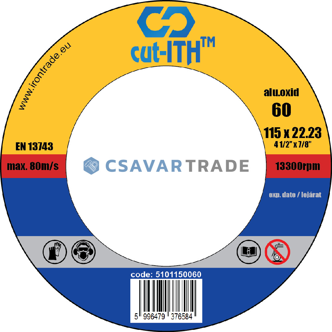 cut-ITH lamellás csiszoló, kúpos T29, fémhez (alu.oxid), #60, 115x22